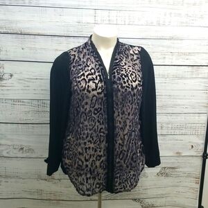 🎉HP🎉Lane Bryant Black Leapord Sheer Zip up Top